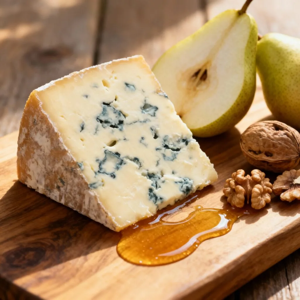 Bleu d'Auvergne AOP persillé avec poire et noix