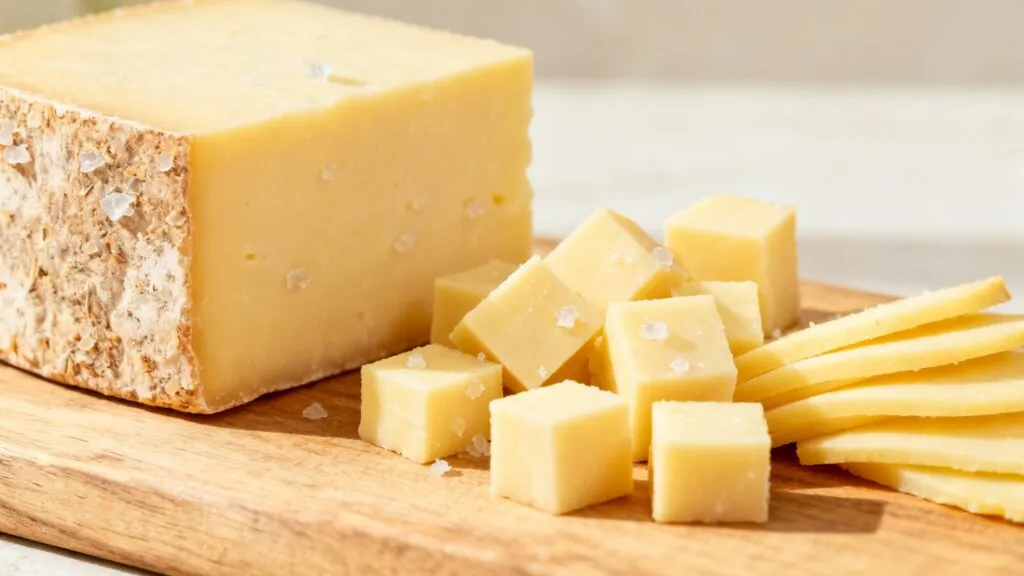 Cantal AOP en cubes et lamelles sur planche