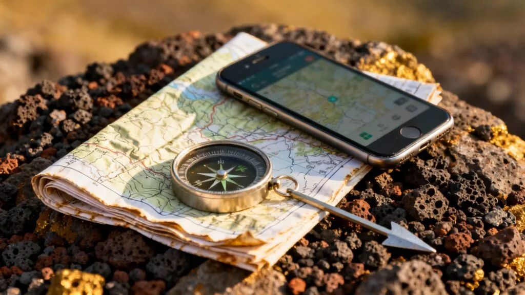 Trace GPX GR Auvergne avec carte IGN et boussole
