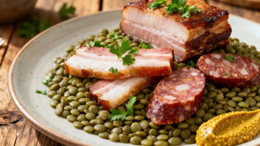 Lentilles du Puy AOP avec petit salé