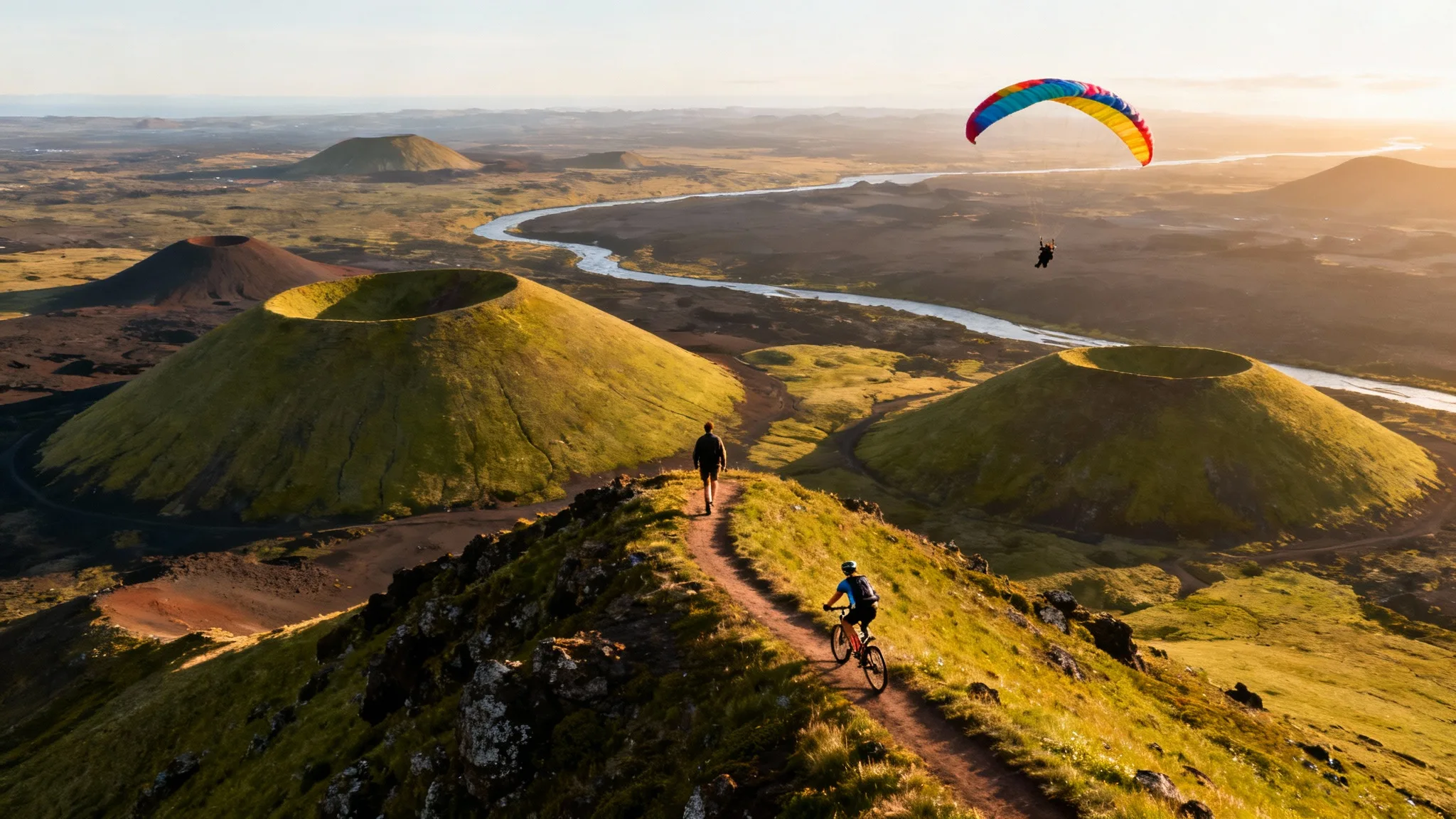 Panorama volcanique, rando, VTT et parapente, sport en Auvergne