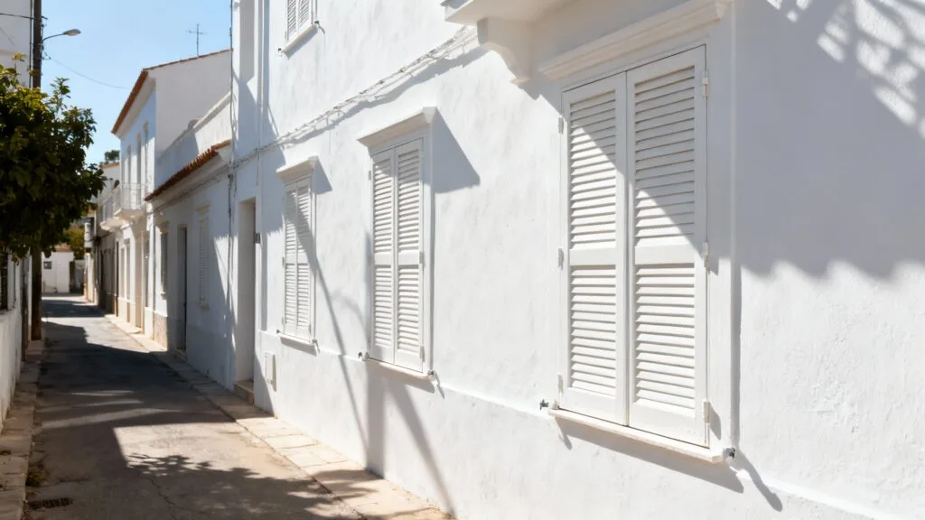 Rue calme et volets clos à midi pendant la controra