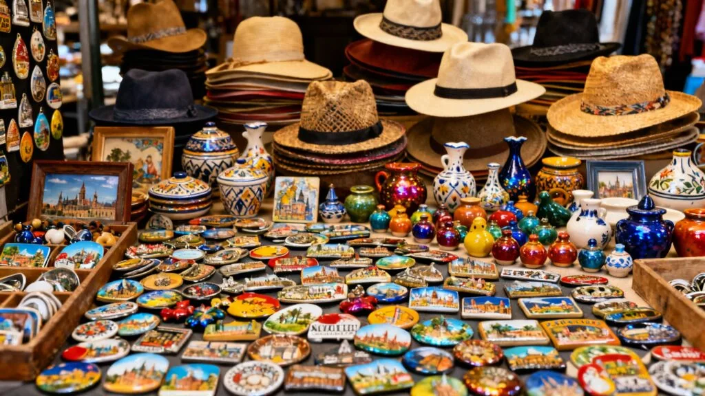 Étal de souvenirs génériques, attention à l’authenticité