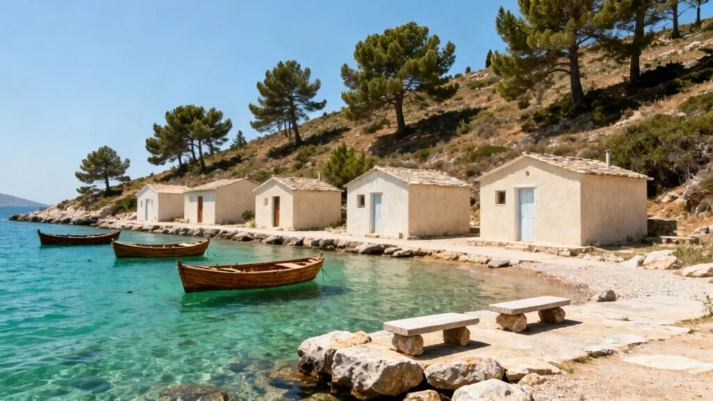 Vue d’ensemble de la calanque de niolon et de son port