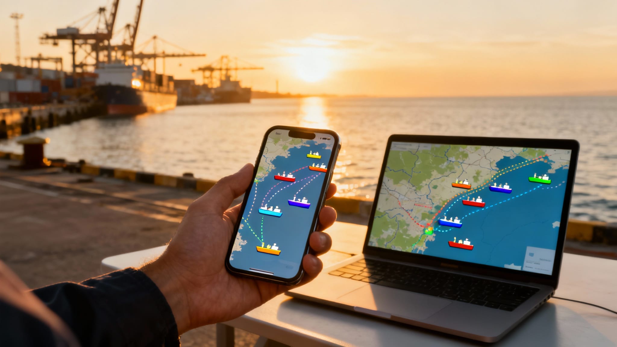 Carte maritime en temps réel sur vesselfinder, smartphone et ordinateur