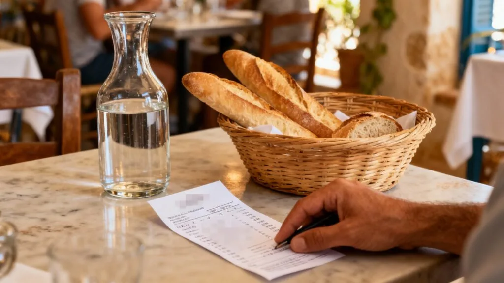 Addition sur table, vérifier suppléments et service