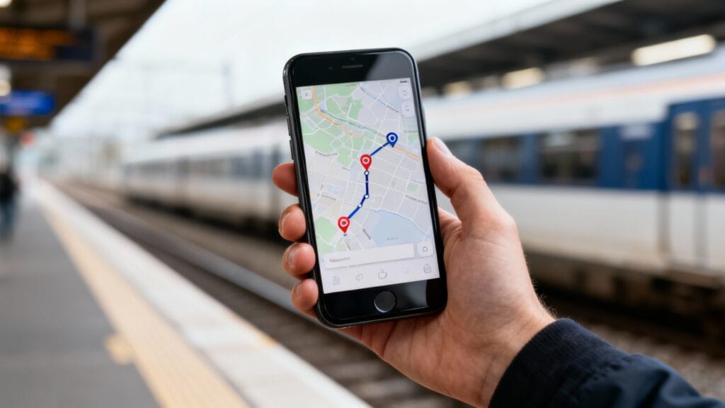 Calculateur d’itinéraire Oùra sur smartphone en gare