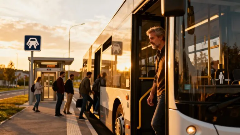 Car interurbain des Cars du Rhône à un pôle d’échanges