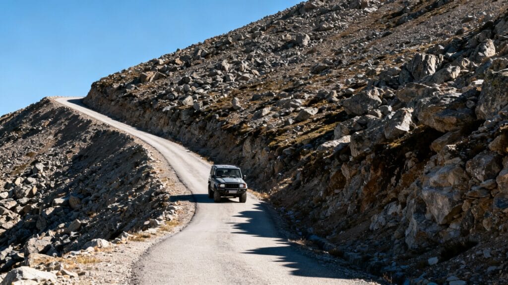 Conduite à Oman : épingle de montagne en 4x4