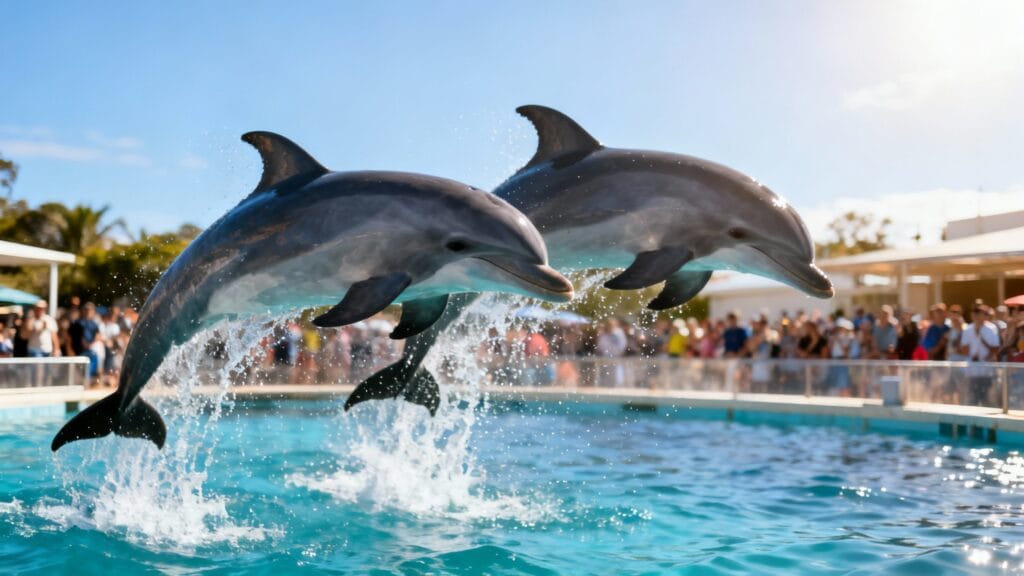 Dauphins en présentation pour familles en Provence