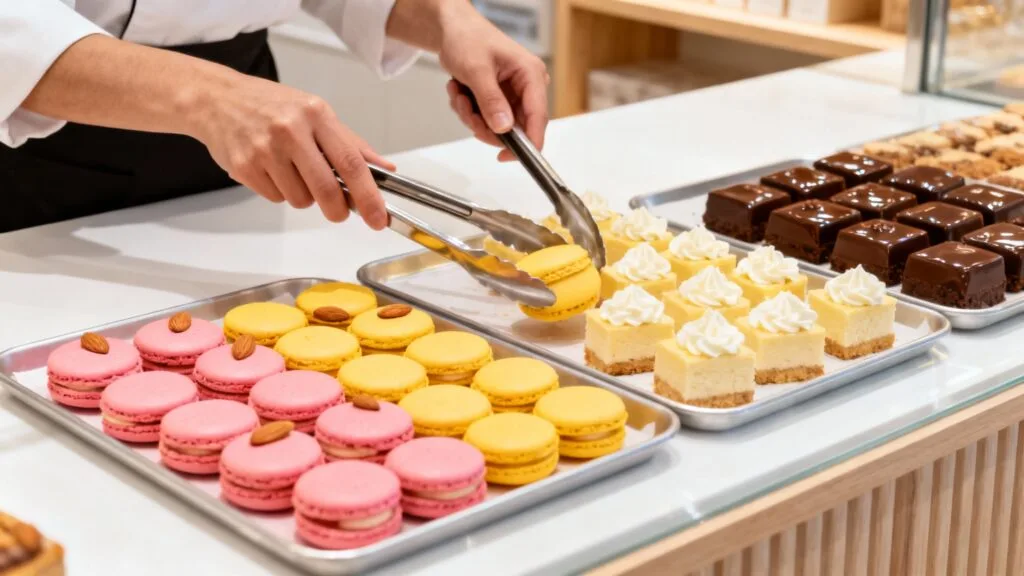 Vitrine gourmande de pâtisserie à Nancy avec spécialités locales