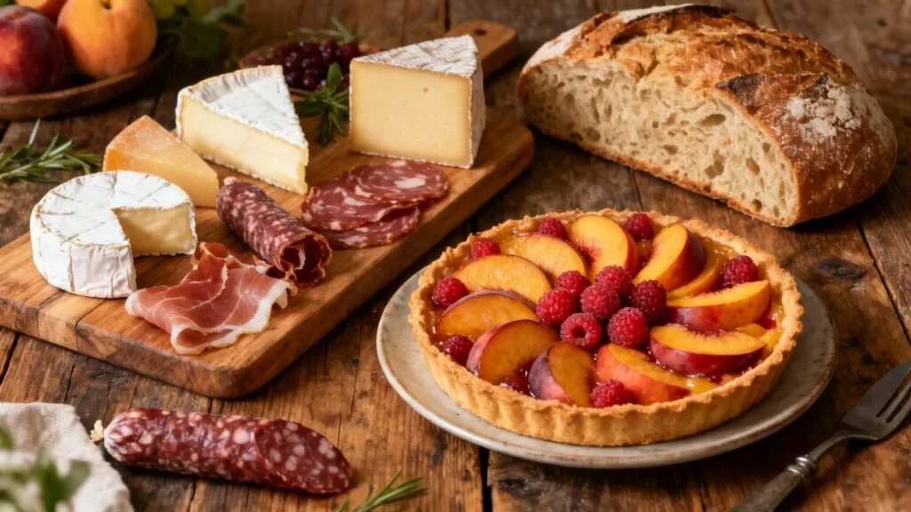 Table rustique avec spécialités montagnardes