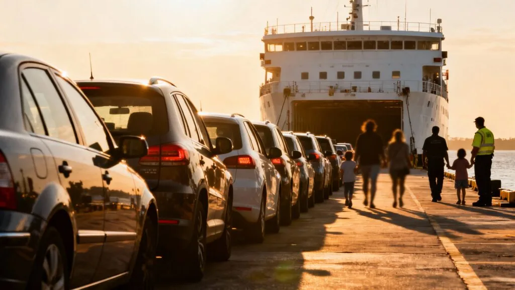 File d’attente ferry en haute saison