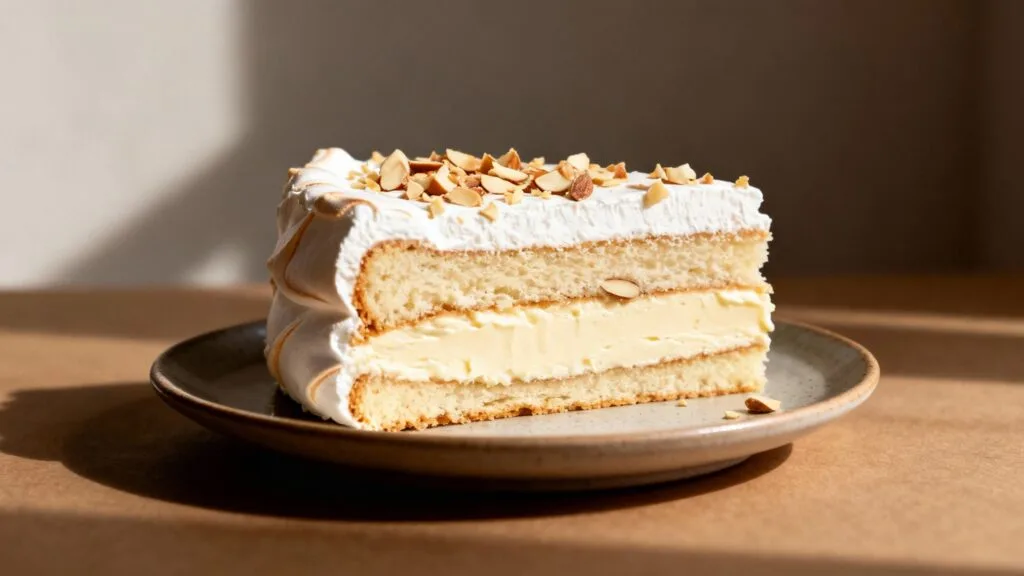 Part de gâteau Saint‑Epvre avec meringue et nougatine