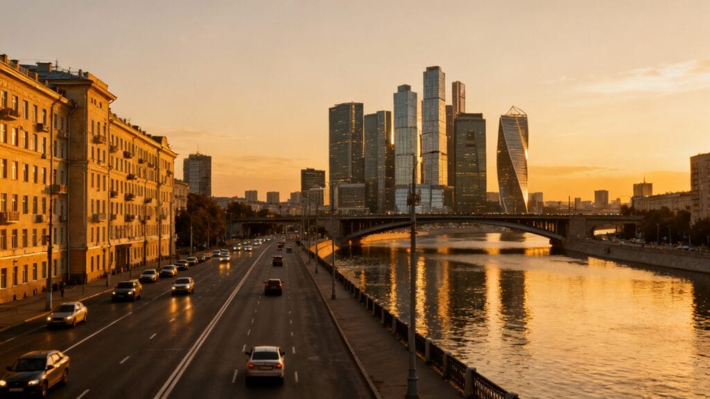 Vue d’une grande métropole européenne au bord d’un fleuve