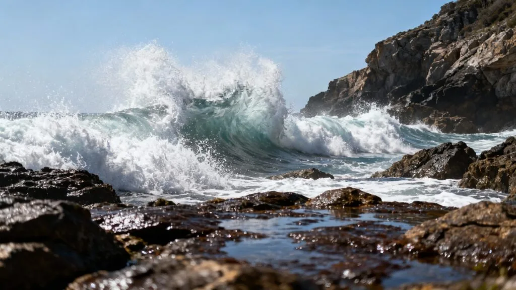 Côte exposée avec forte houle : plages dangereuses à éviter