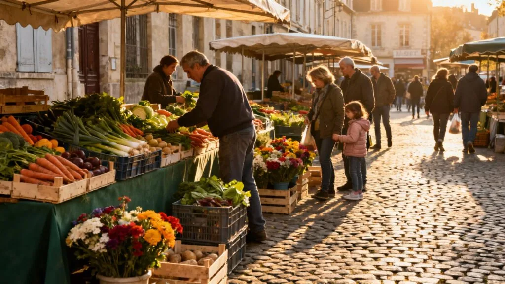 Jours de marché à Dieppe dans les rues piétonnes