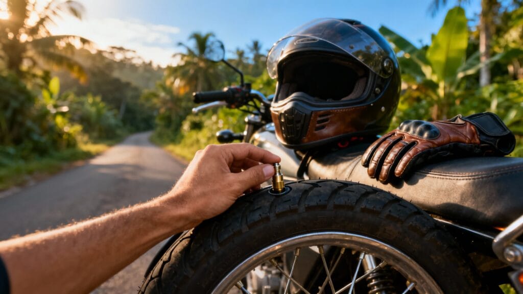 Location moto Laos : casque, pneus, vérifications