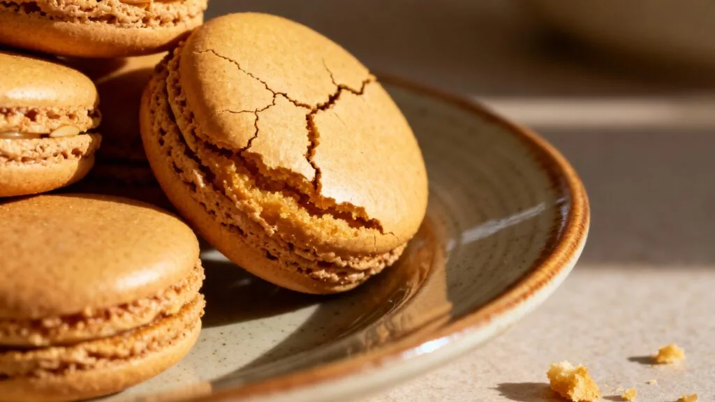 Macarons de Nancy aux amandes, surface craquelée dorée