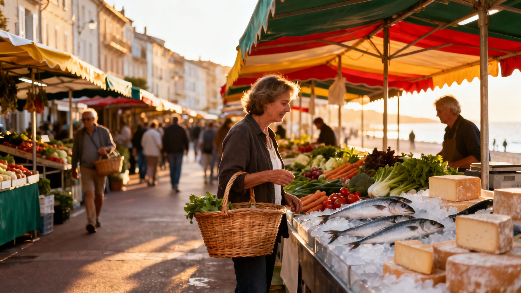 Ambiance animée du marché de Dieppe un samedi matin