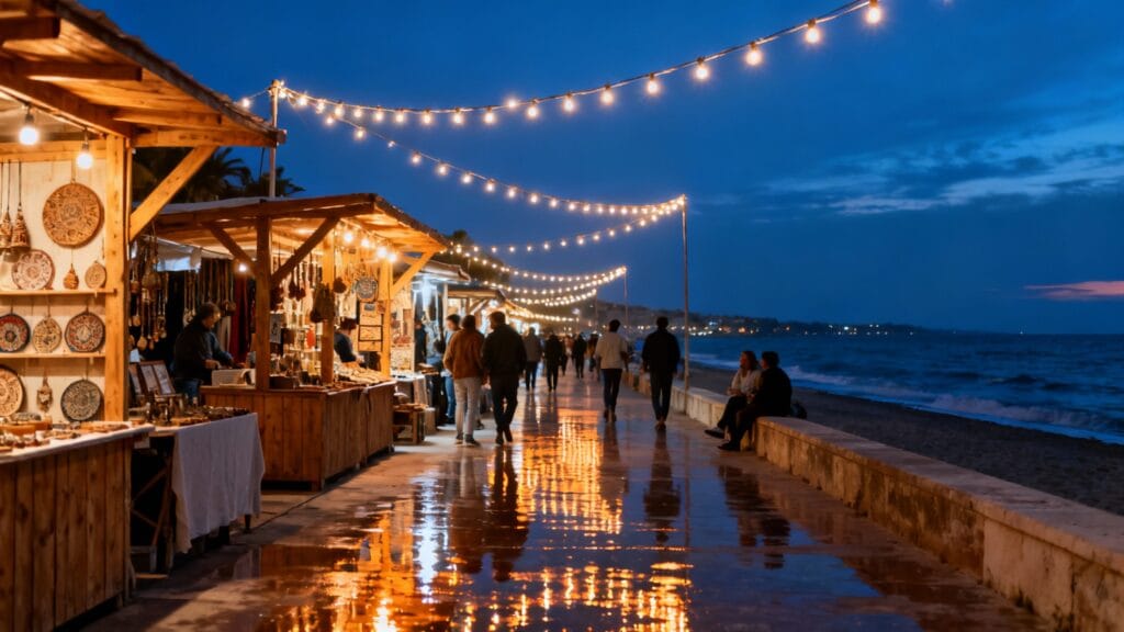 Marché nocturne Saint Jean de Monts sur le front de mer