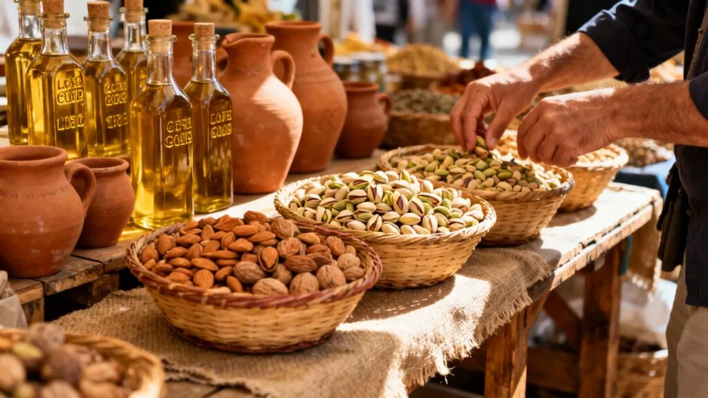 Sélection de produits artisanaux sur un marché