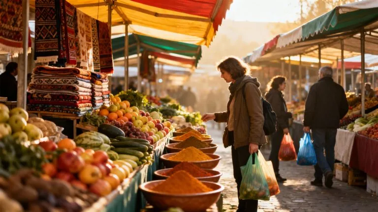 Ambiance matinale du marché de Wazemmes, étals colorés