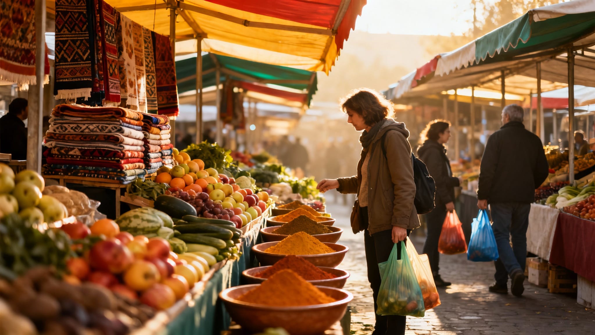 Ambiance matinale du marché de Wazemmes, étals colorés