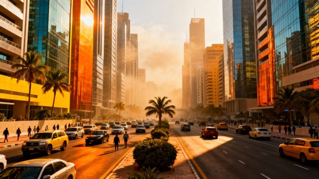 quartier d’affaires moderne dans une mégapole tropicale dense