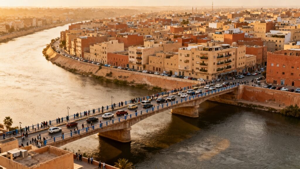 métropole nord-africaine dense le long d’un fleuve