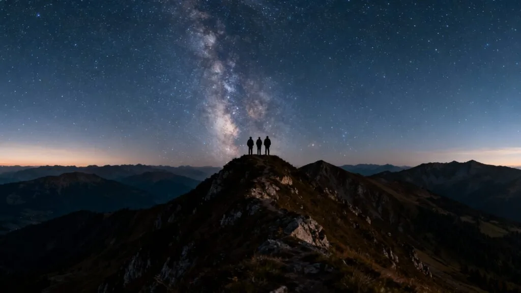 Observation des étoiles depuis un col de montagne