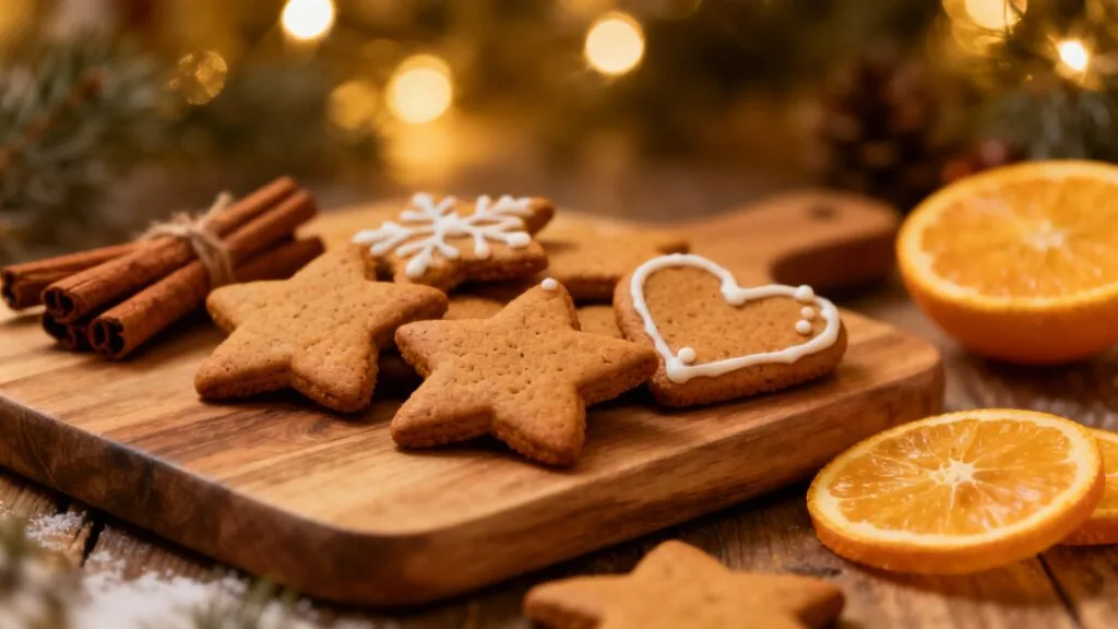 Biscuits de pain d’épices décorés avec épices et agrumes