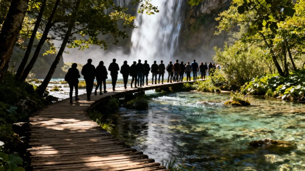 Passerelles centrales d’un parc croate bondées