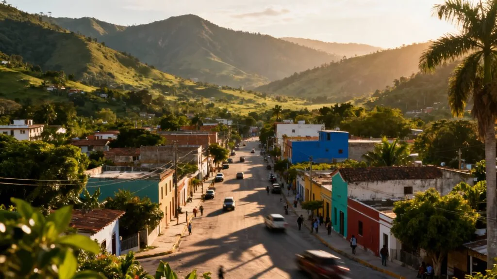 Ville latino en vallée, rappel de Caracas au Venezuela
