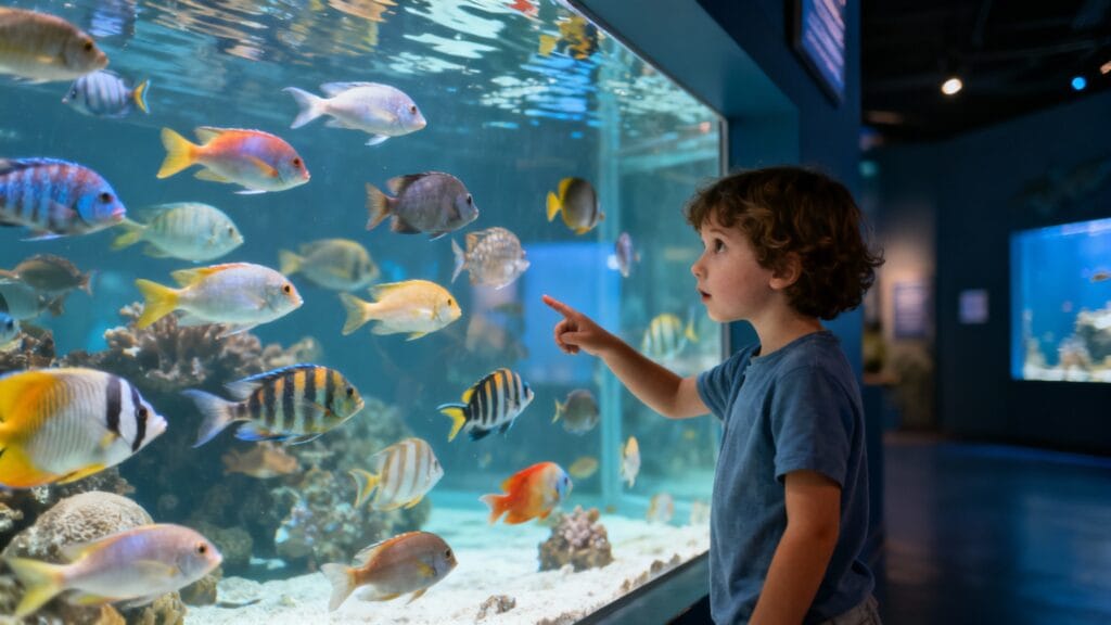 Poissons tropicaux et méditerranéens dans un aquarium PACA