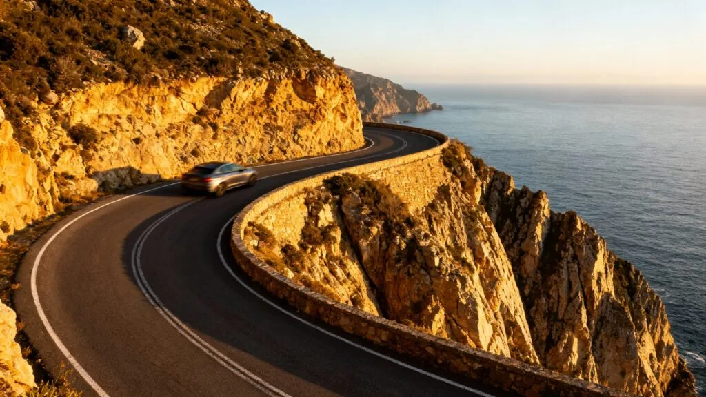 Route côtière sinueuse et contrôles fréquents