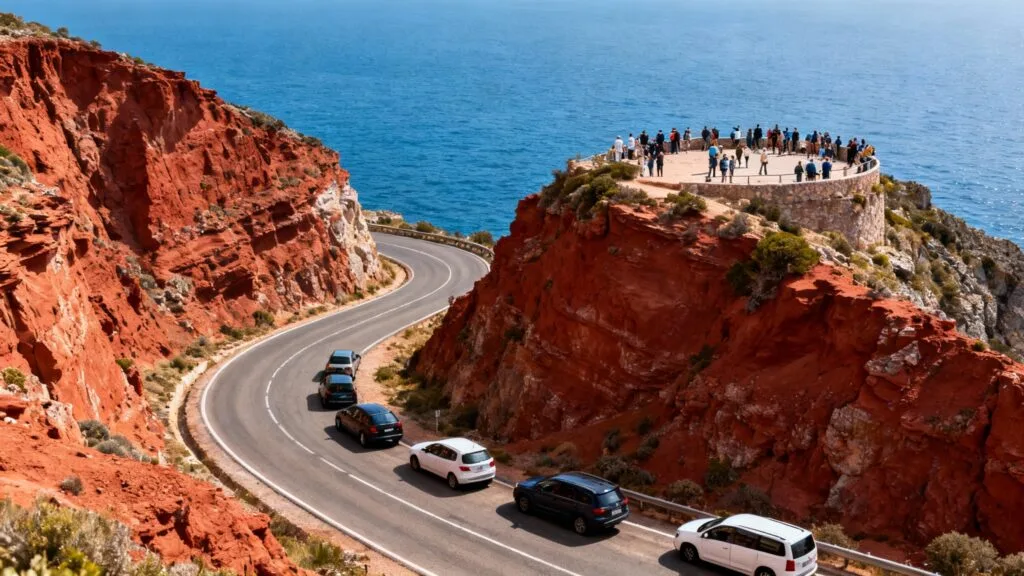 Route pittoresque mais saturée, à éviter aux heures de pointe