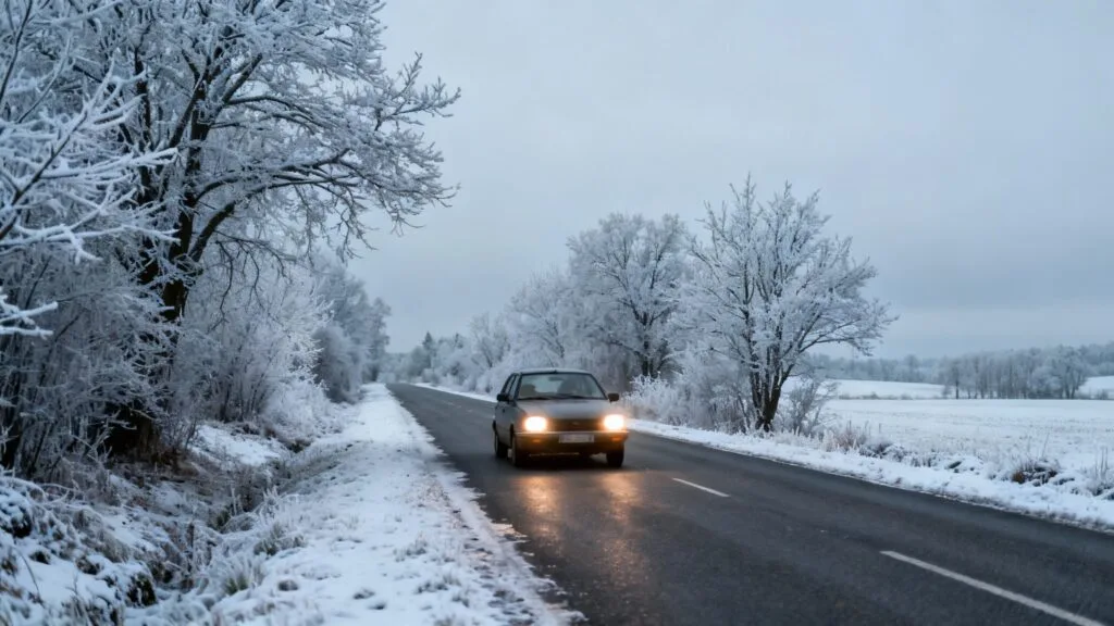 Sécurité routière en Lettonie hiver sur neige
