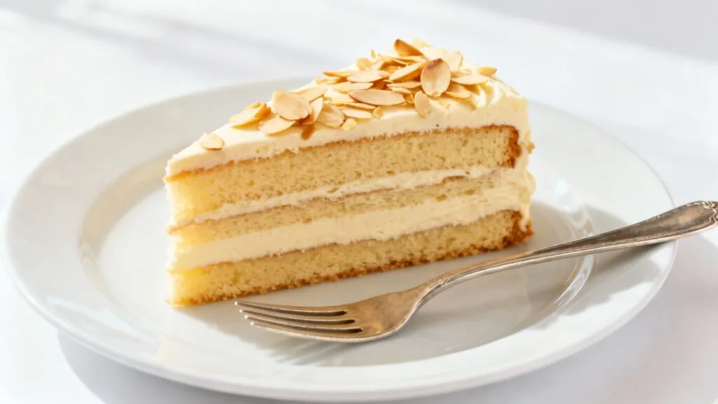 Part de frescati, génoise et crème aux amandes