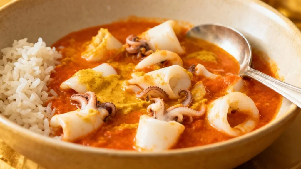 Rouille de seiche onctueuse servie avec riz