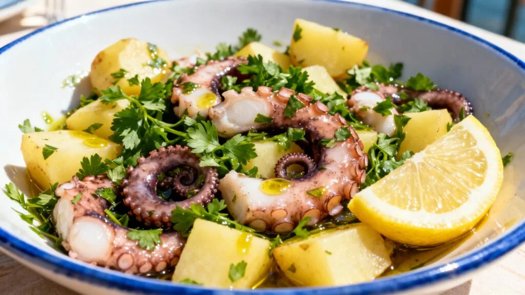 Salade de poulpe tendre, huile d’olive et persil