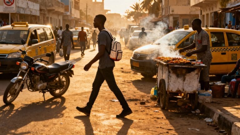 Scène urbaine évoquant le togo est-il un pays dangereux le soir