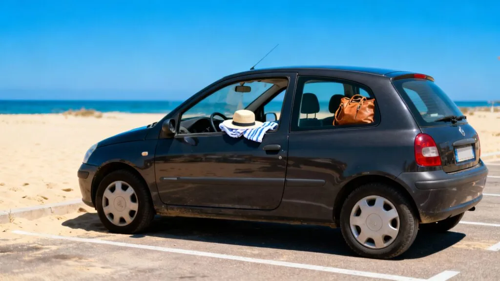 Objets visibles en voiture, risque de vol sur parking