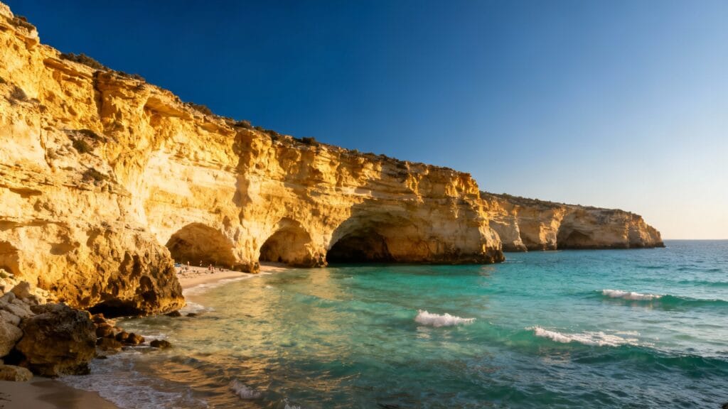 Falaises et criques turquoise au soleil d’octobre
