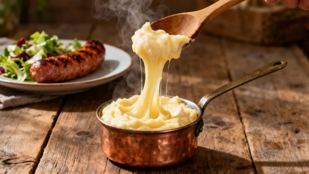 Aligot de l’Aubrac filant, plat typique aveyronnais