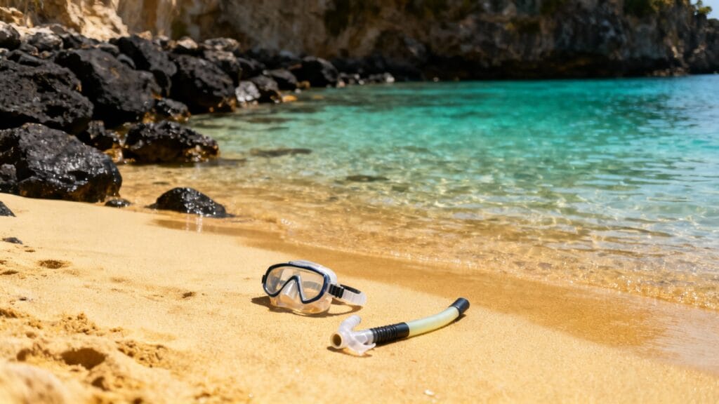 Anse calme et eau claire, parfaite pour snorkeling en avril