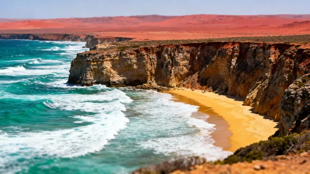 Côte sauvage australienne et vagues turquoise