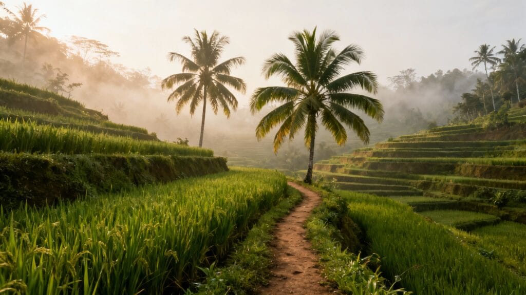 Rizières et palmiers pour un voyage au chaud en octobre