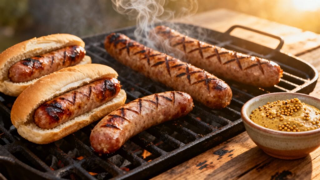 Bratwurst grillées, versions Nürnberger et Thüringer
