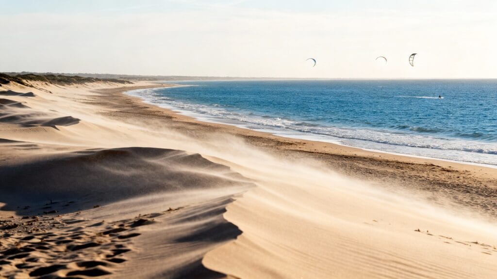 Plage ventée parfaite pour un séjour au soleil en octobre